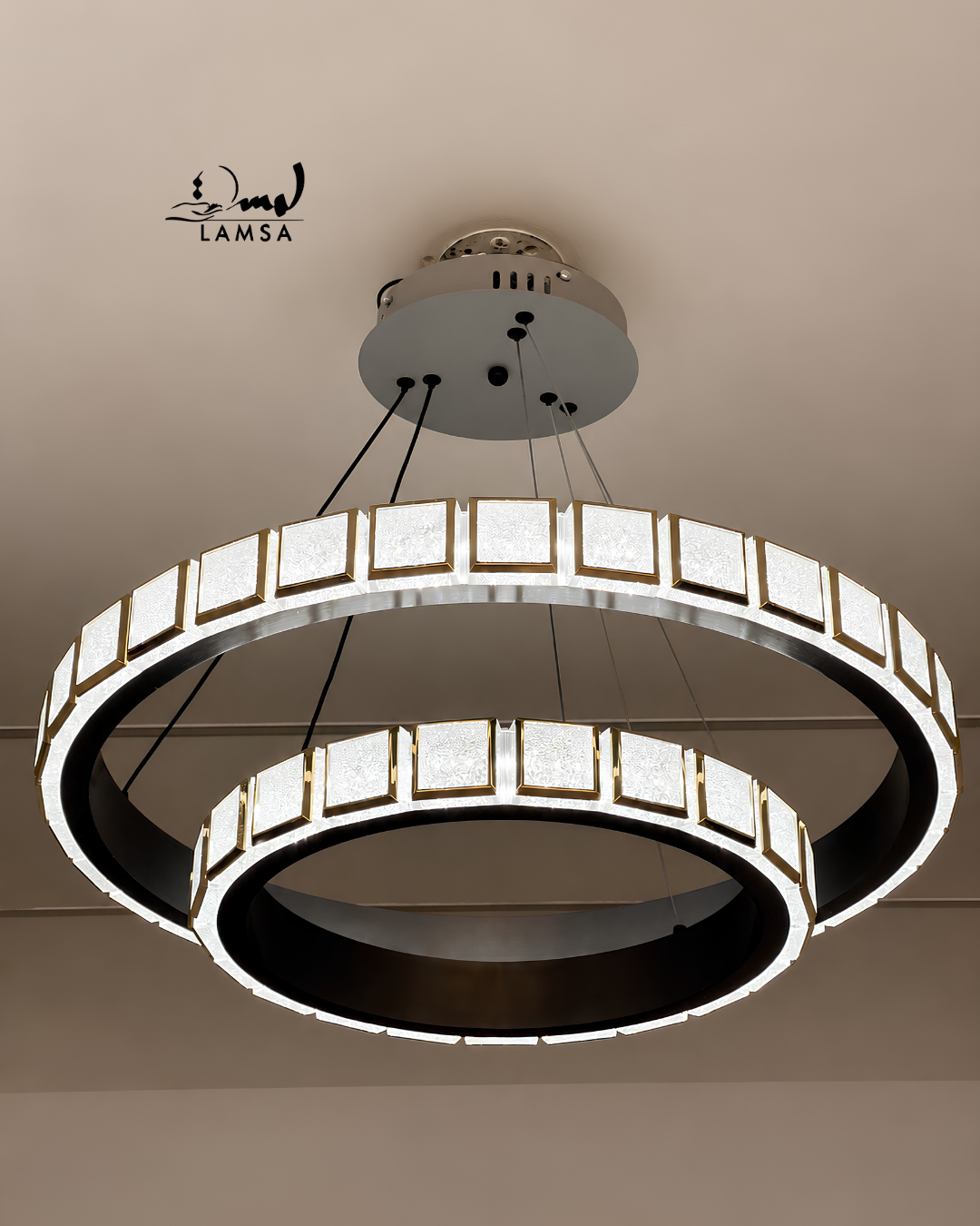 Lustre Led Rond  60cm et 40 cm noir