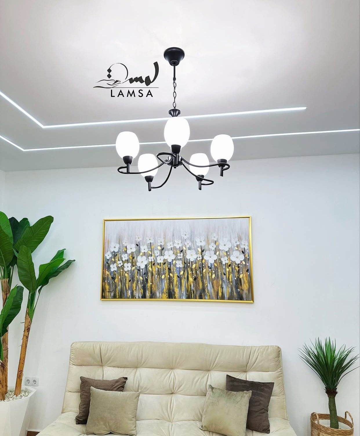 Lustre Chandelier "Noir" 5 abat-jour