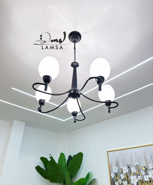 Lustre Chandelier "Noir" 5 abat-jour