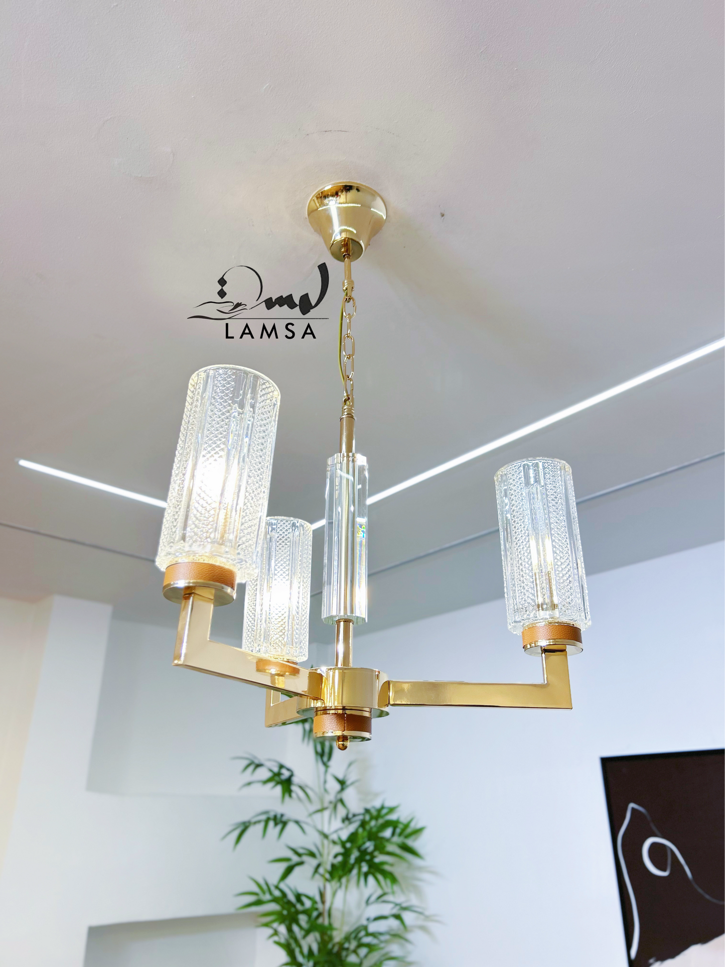 Lustre Chandelier "Eclat Doré" 3 abat-jour
