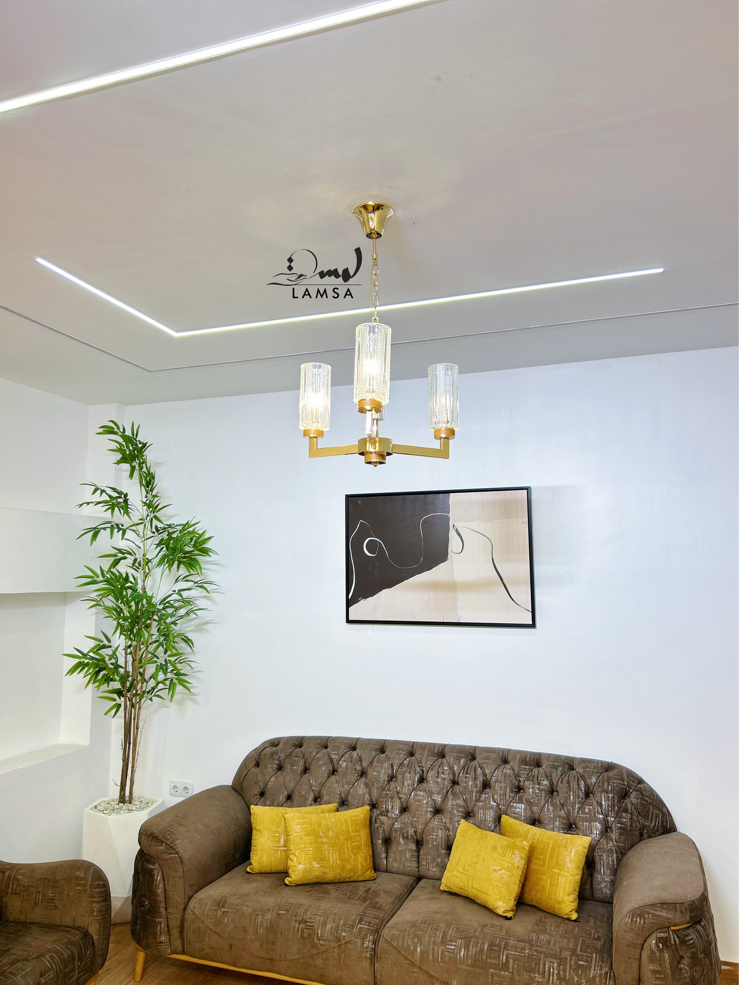 Lustre Chandelier "Eclat Doré" 6 abat-jour