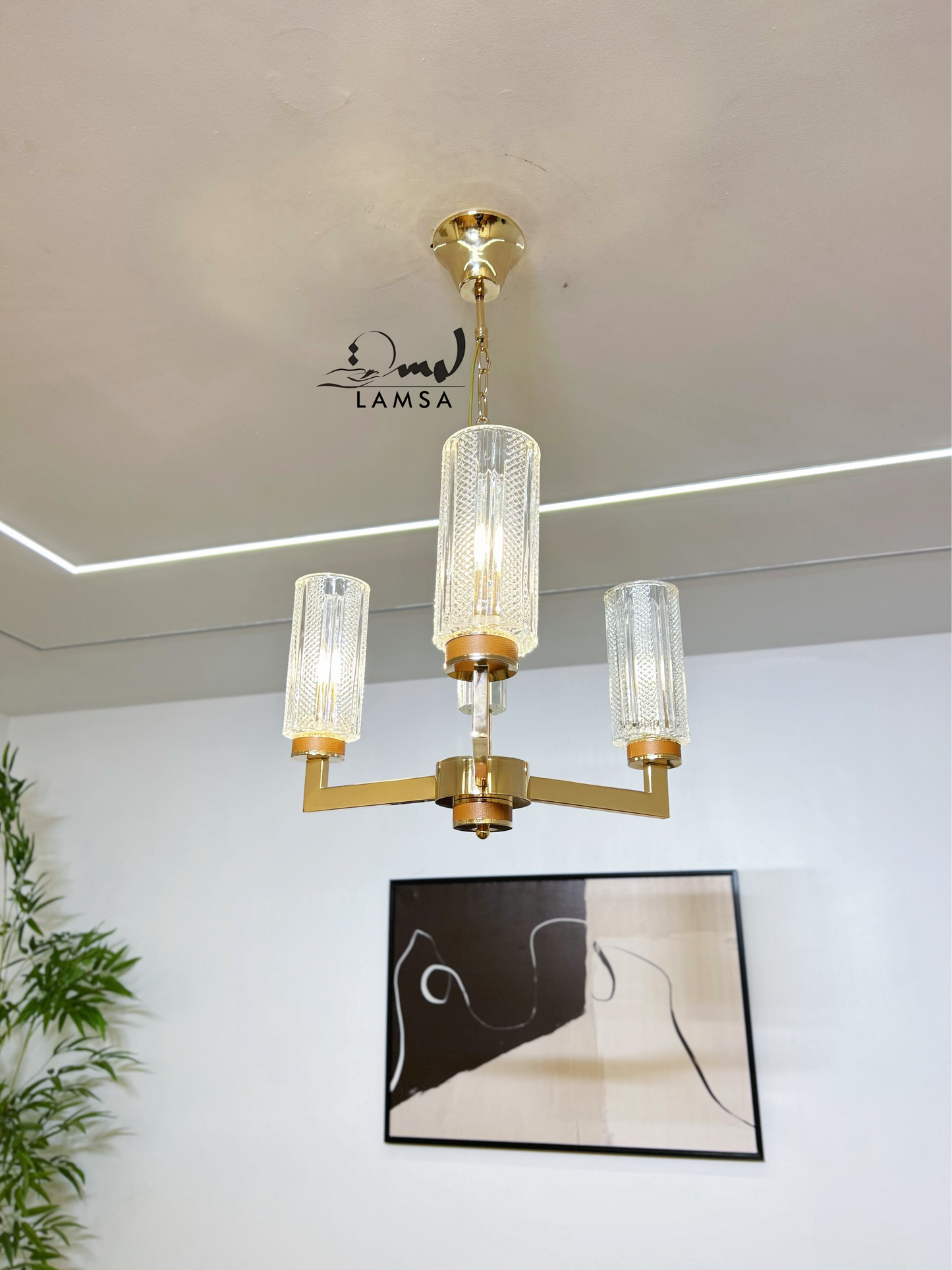 Lustre Chandelier "Eclat Doré" 3 abat-jour
