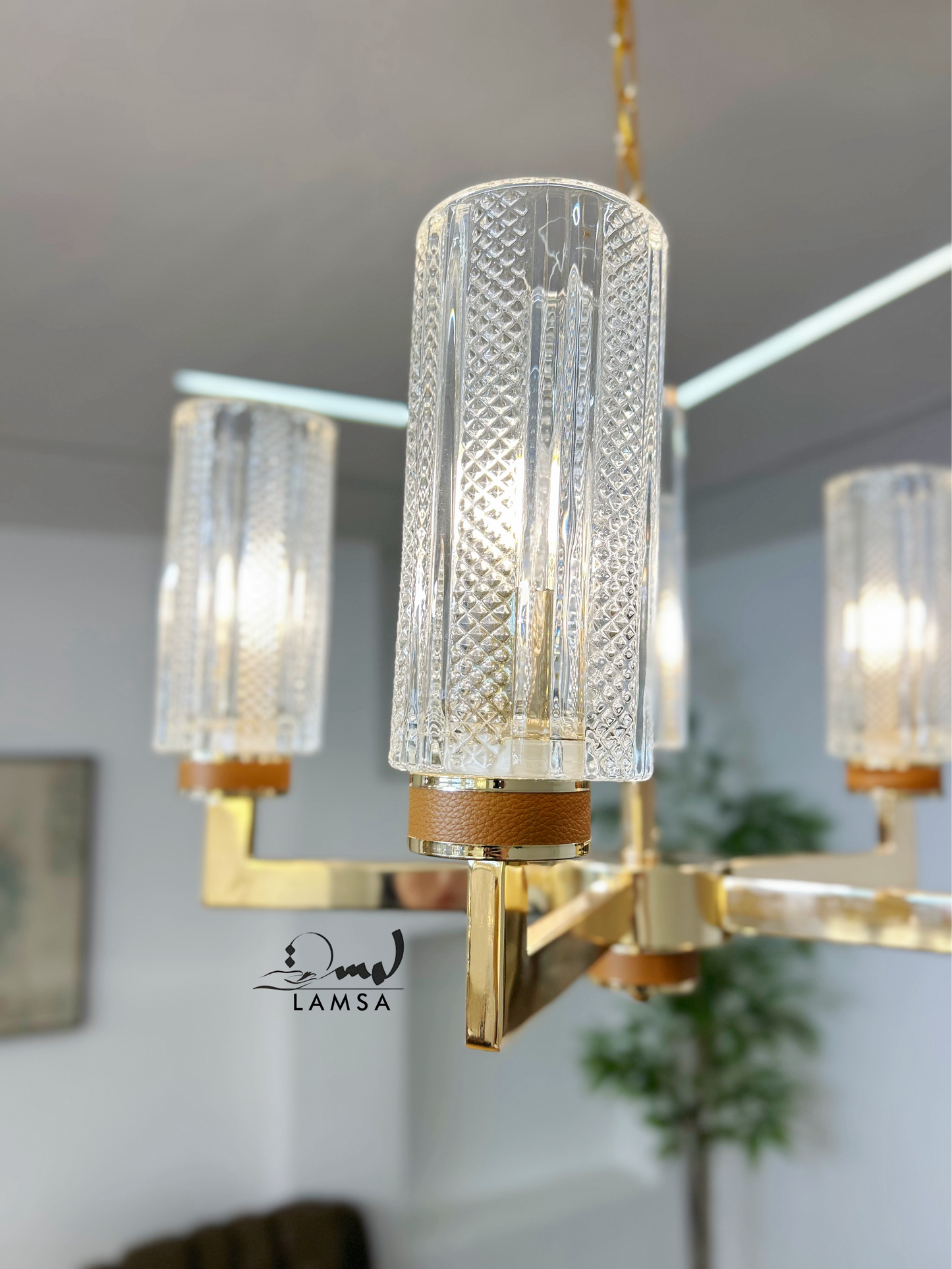 Lustre Chandelier "Eclat Doré" 6 abat-jour