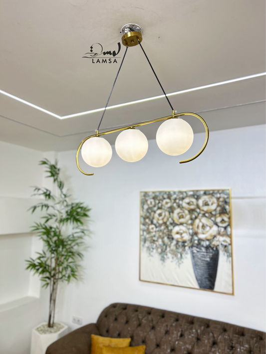 Lustre 3 Boules en Métal Bronze
