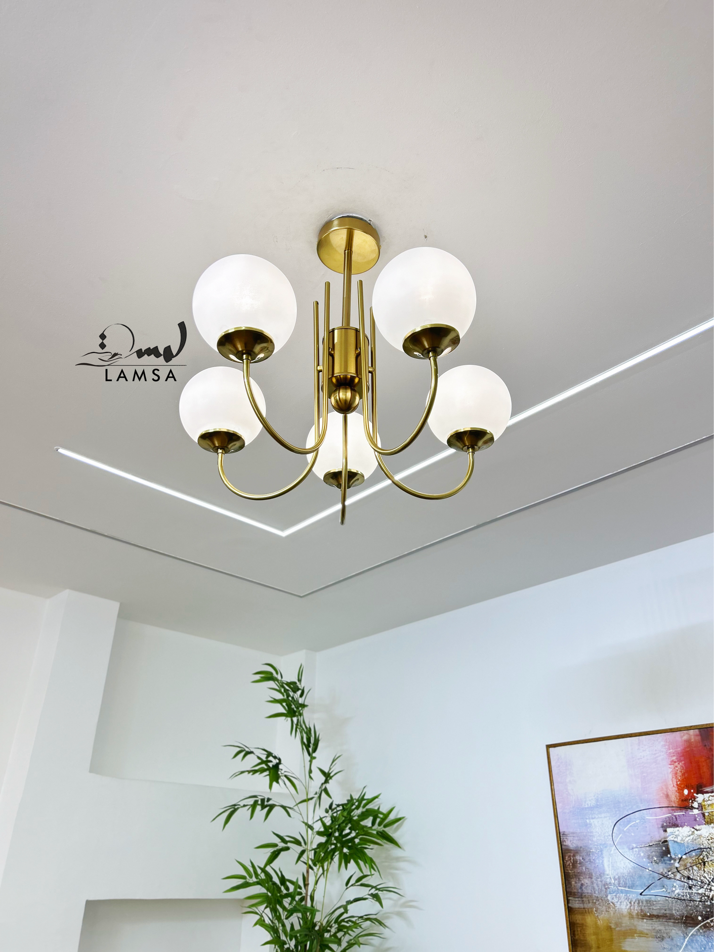 Lustre Chandelier "GOLD" 5 Boules | Livraison Gratuite 58 Wilayas