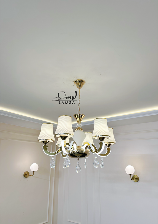 Lustre élégant en verre décoratif avec bras lumineux LED