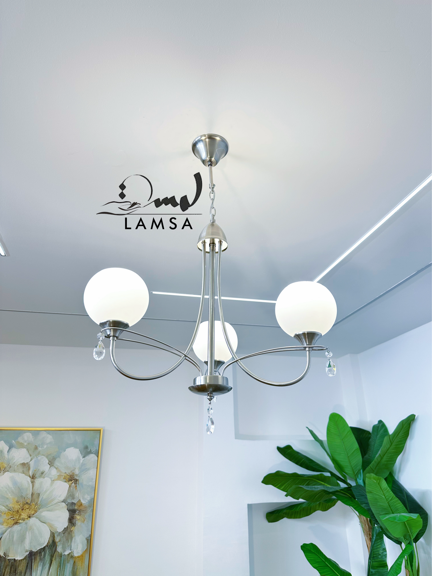 Lustre Chandelier Couleur "INOX" 3 abat-jour | Livraison Gratuite 58 Wilayas