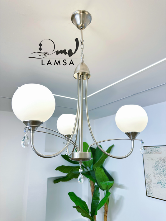 Lustre Chandelier Couleur "INOX" 3 abat-jour | Livraison Gratuite 58 Wilayas