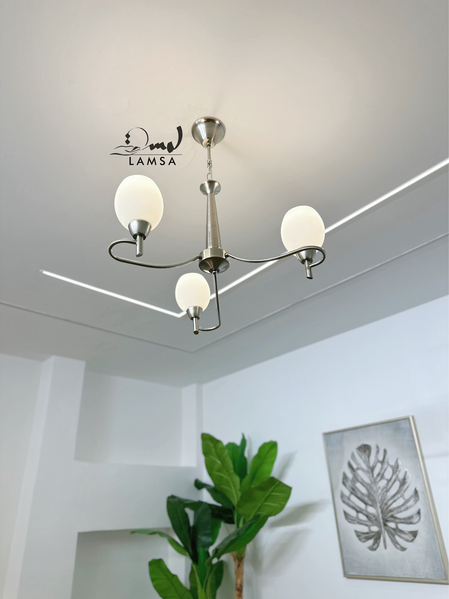 Lustre Chandelier "Argenté" 5 abat-jour | Livraison Gratuite 58 Wilayas