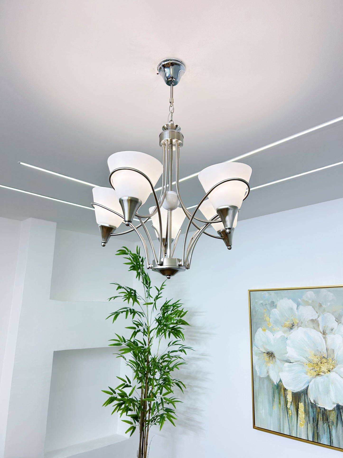 Lustre Chandelier Couleur "INOX" 3 abat-jour