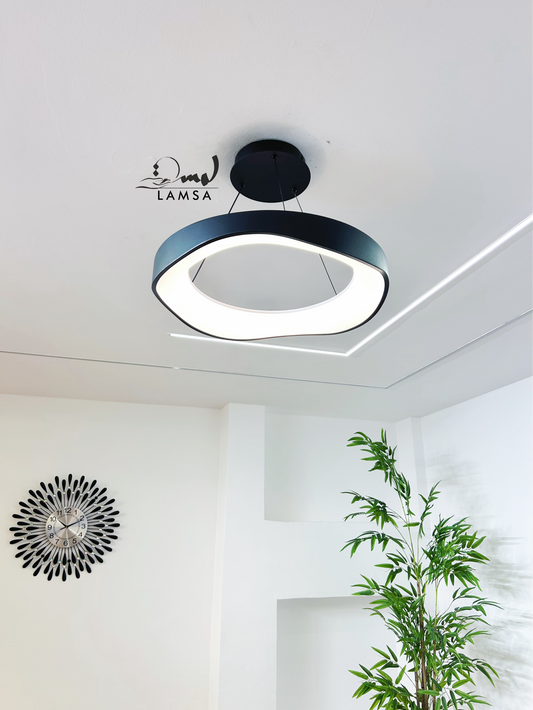 Lustre LED Rond "ONDULADO" Noir|48CM
