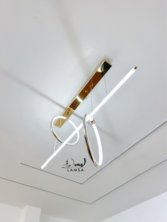 Lustre LED "Double Cercles" Doré