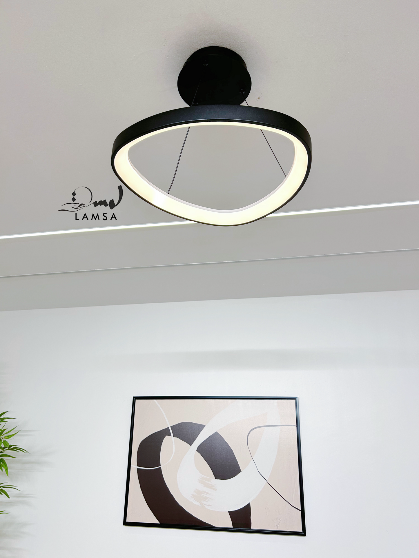 Lustre LED Rond "DELTA" Noir|48CM