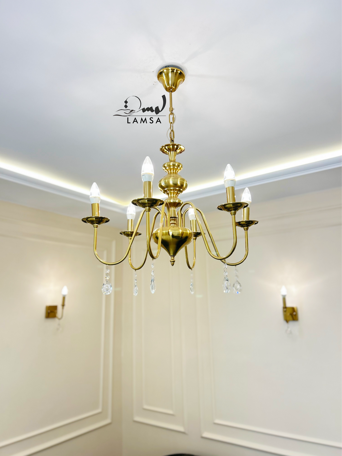 Lustre Chandelier Doré 6 Ampoules