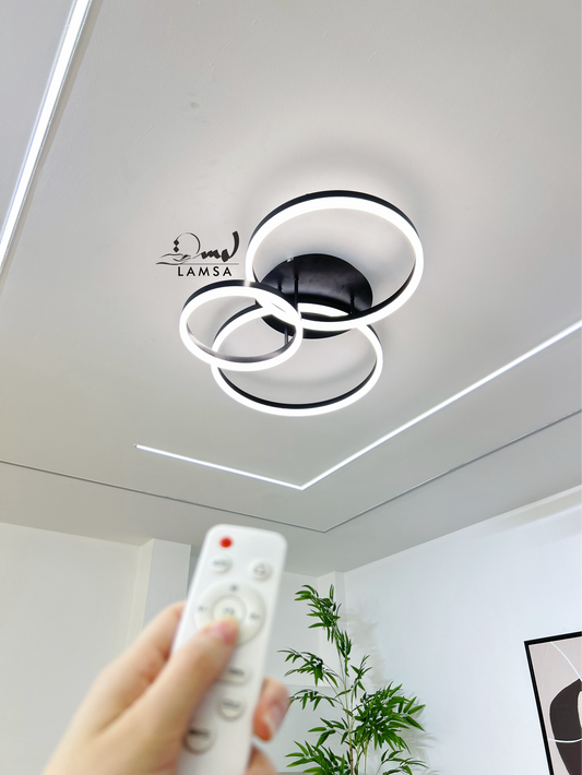 Lustre LED "Triple Cercle" Noir