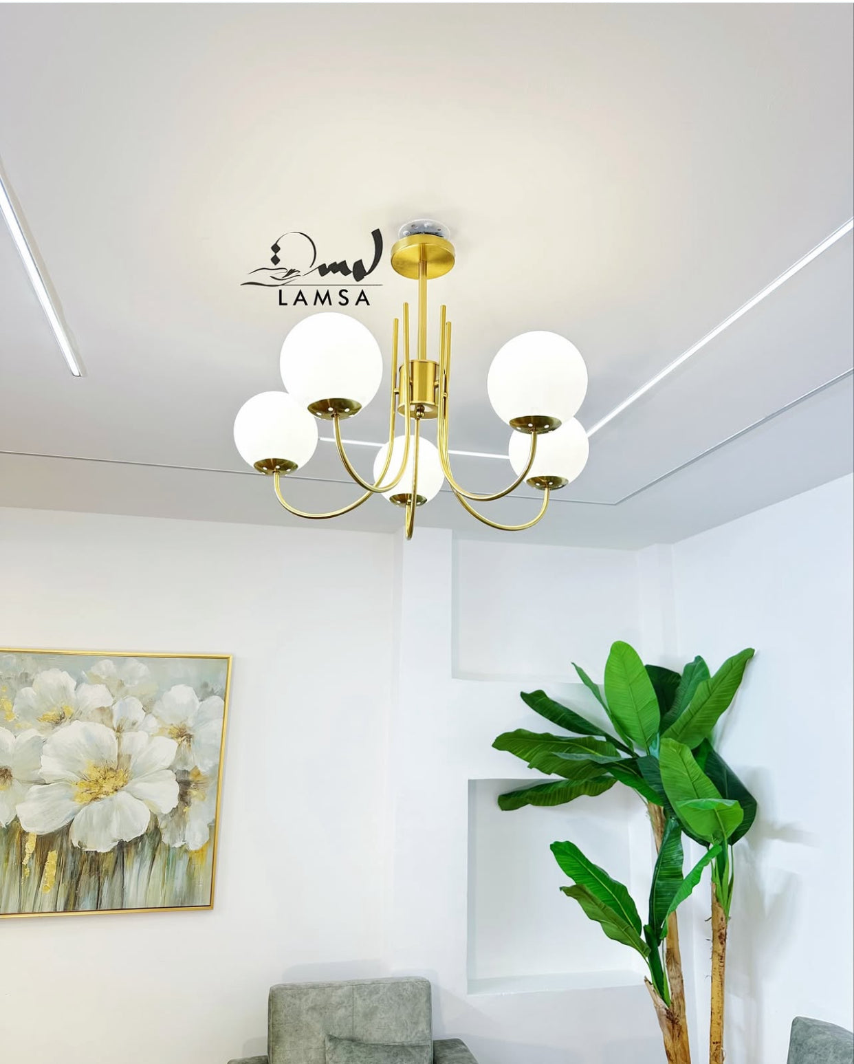 Lustre Chandelier "GOLD" 5 Boules | Livraison Gratuite 58 Wilayas