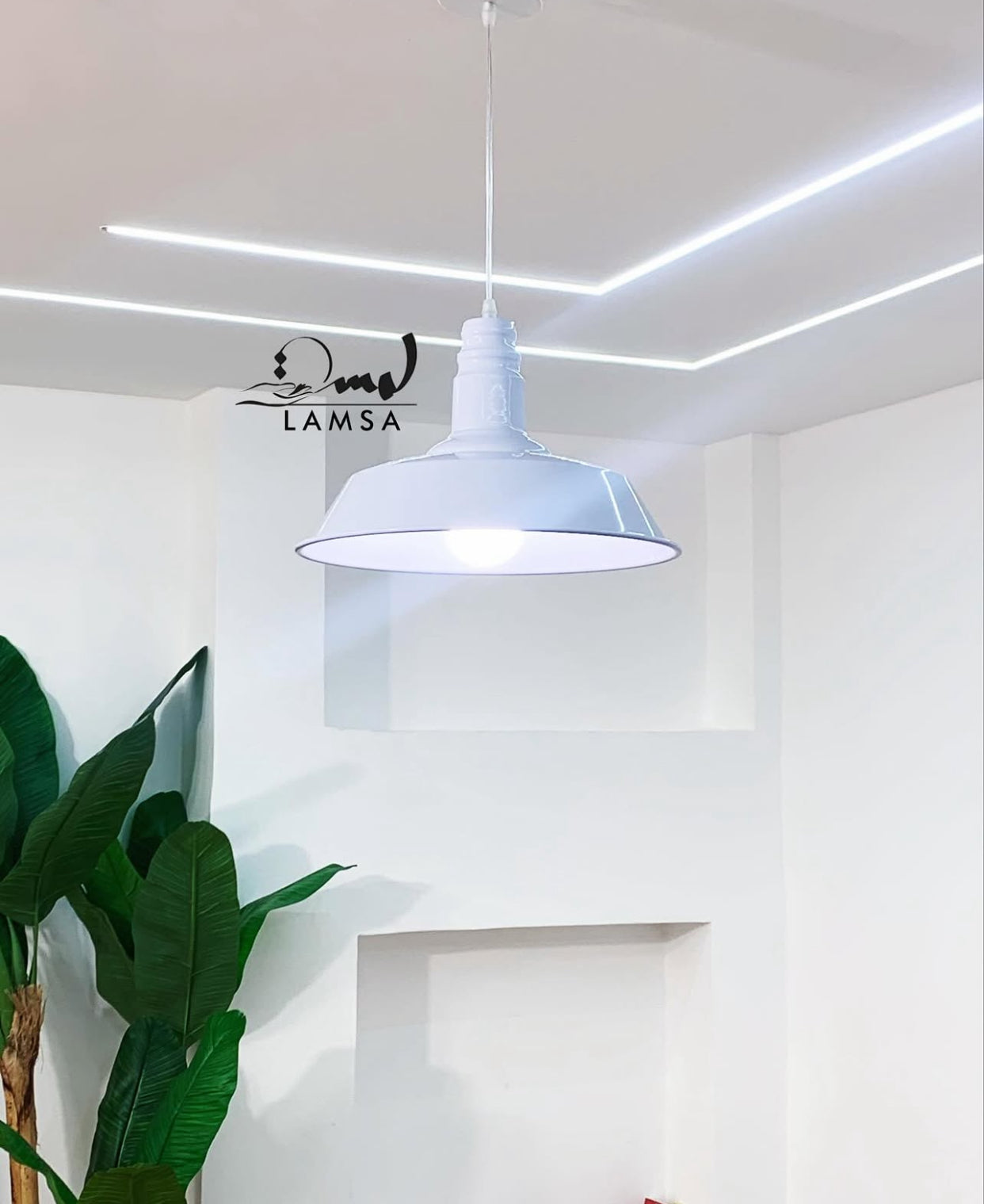 Lustre "Industriel" Métal Blanc