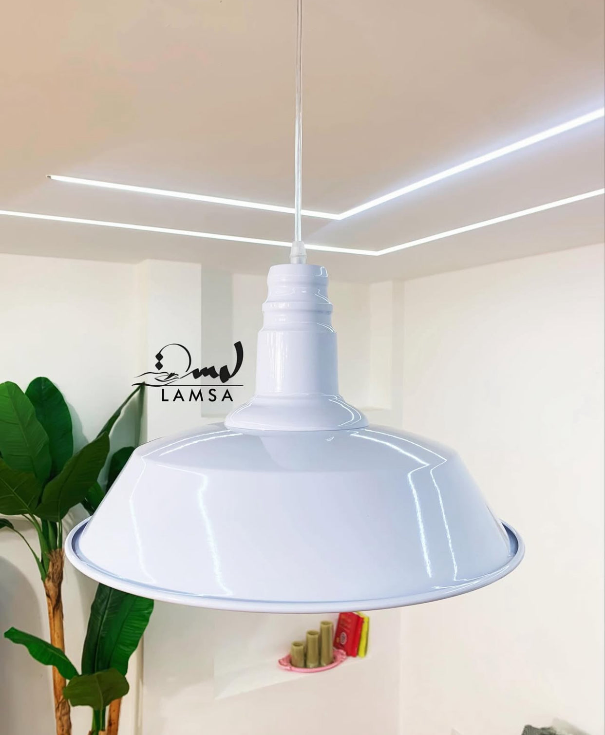 Lustre "Industriel" Métal Blanc