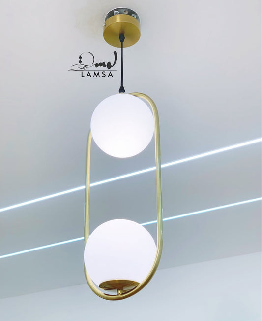Lustre Deux Boules en Métal Bronze "OVALE"