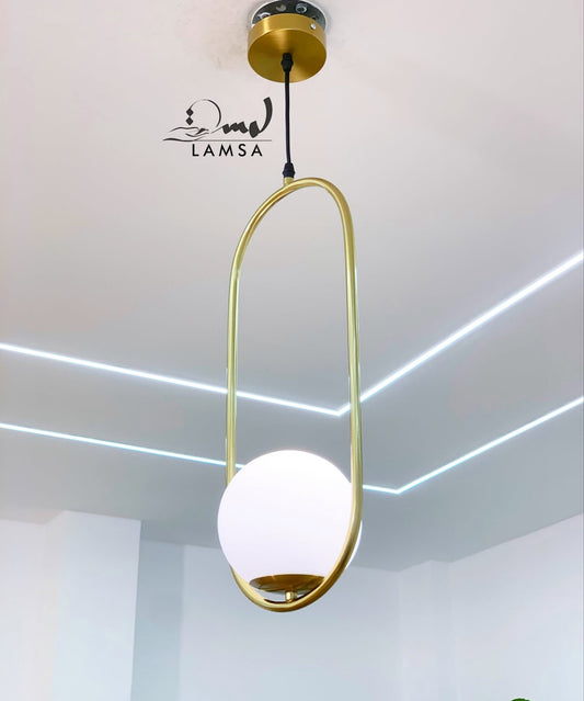 Lustre une Boule en Métal Bronze "OVALE"