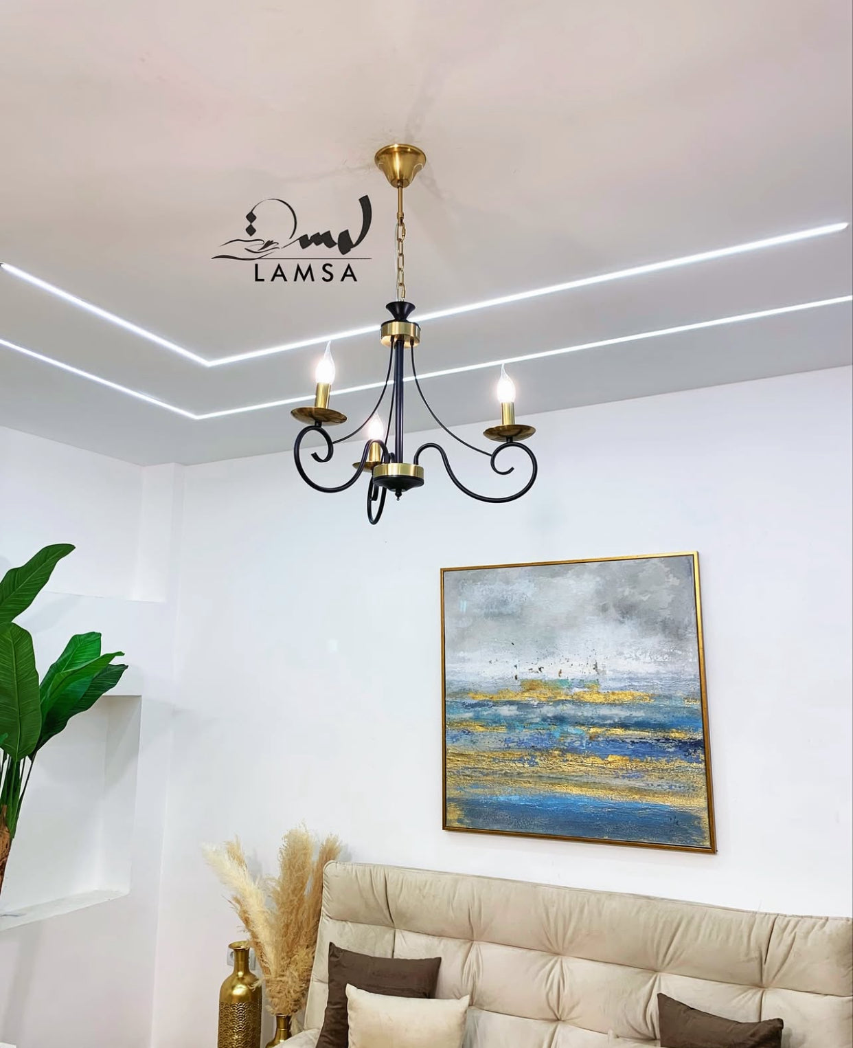 Lustre Chandelier " CLASSIQUE "3 Ampoules Noir