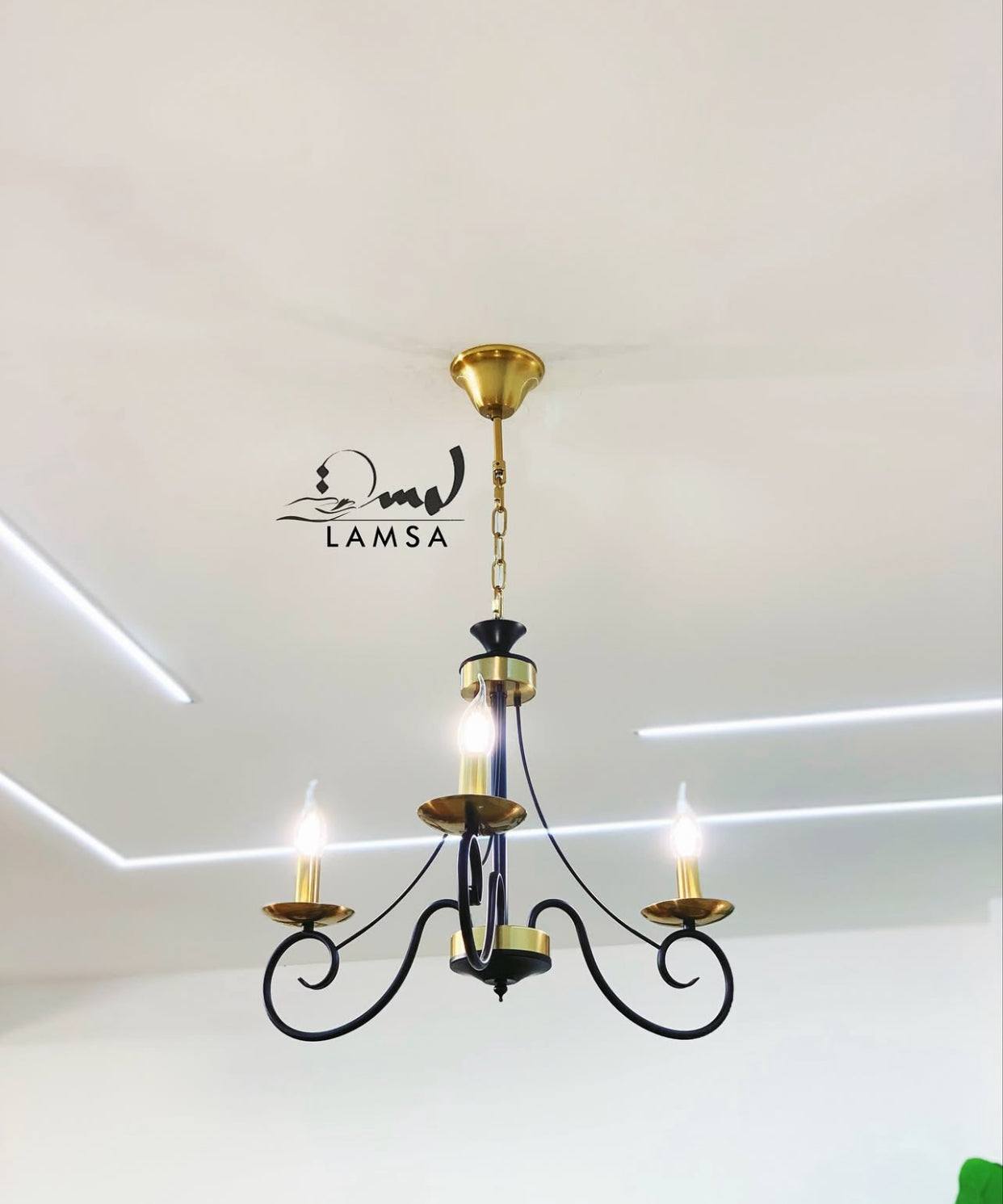 Lustre Chandelier " CLASSIQUE "3 Ampoules Noir