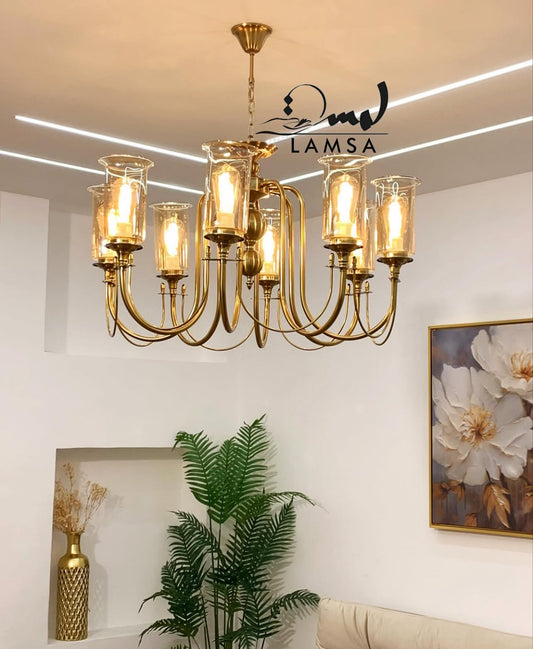 Lustre Chandelier "BOURGOIS" 8 abat-jour