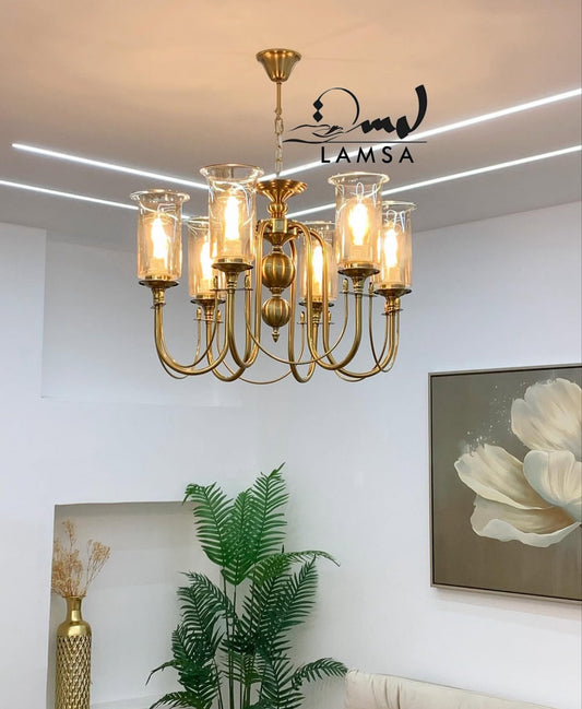 Lustre Chandelier "BOURGOIS" 6 abat-jour